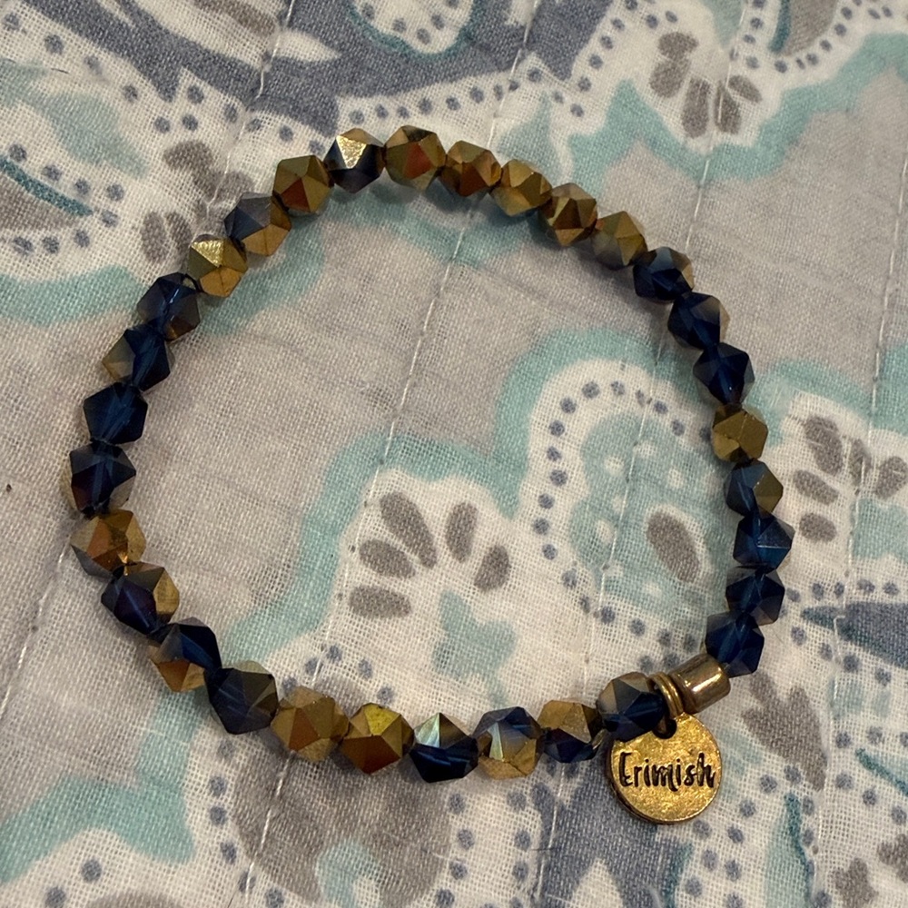 Erimish Gold and Blue Beaded Bracelet